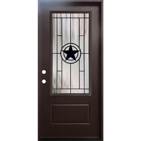 Texas Star 3/0x6/8 Single Prehung Fiberglass Door in Dark Brown