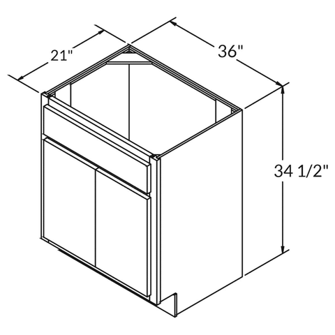 Vanity Sink Base Cabinet 36 x 21 x 34.5 | LessCare Alpina White