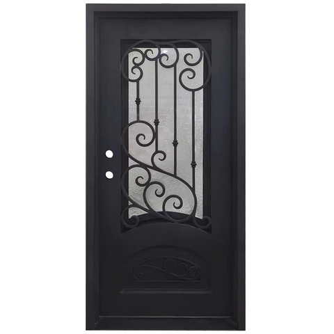 Bette 3/0x6/8 Bronze Exterior Wrought Iron Prehung Single Door