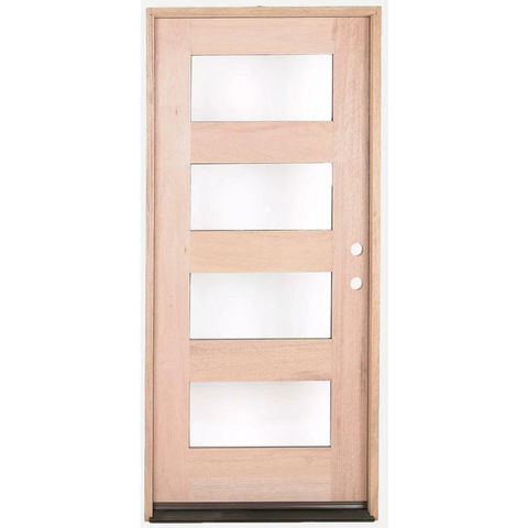 3/0x6/8 Mahogany Exterior Prehung Door | Modern 4 Lite