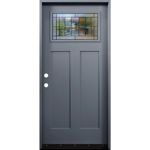 Hometown 3/0x6/8 Single Prehung Fiberglass Door in Gray