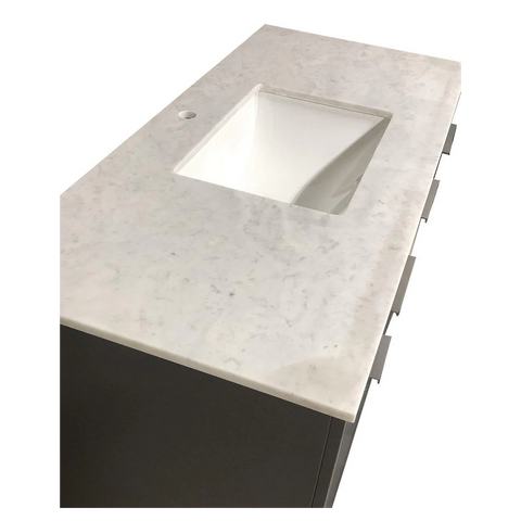 Amelie 48 in Single Sink Bathroom Vanity in Grey with Carrara White Marble Countertop