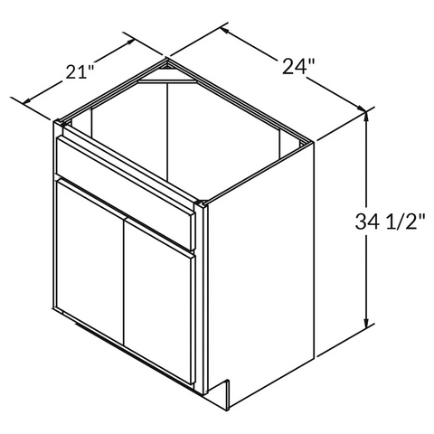 Vanity Sink Base Cabinet 24 x 21 x 34.5 | LessCare Alpina White