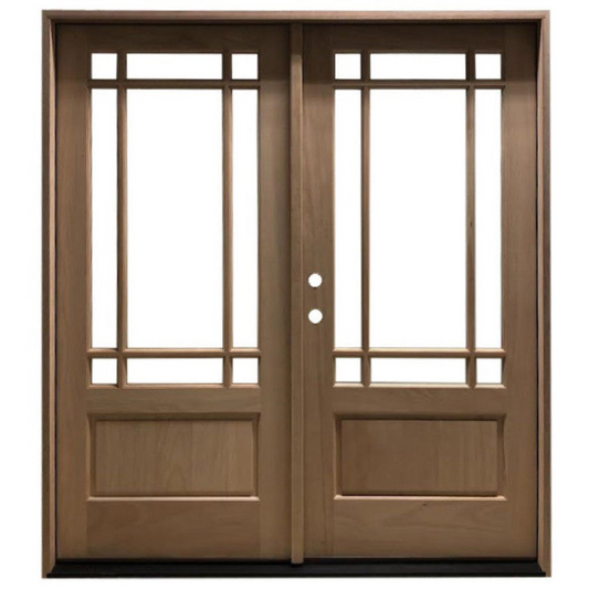 Prairie 6/0x6/8 Mahogany Prehung Front Double Door With 9 Marginal Lites
