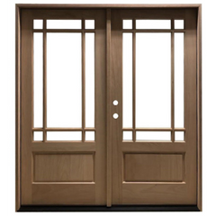 Prairie 6/0x6/8 Mahogany Prehung Front Double Door With 9 Marginal Lites