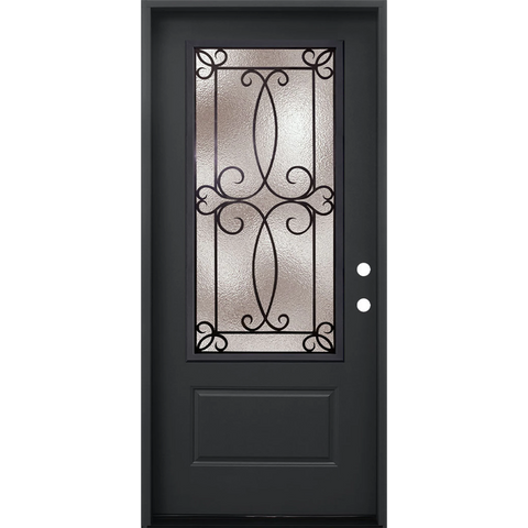 Ulysses 3/0x6/8 Single Prehung Fiberglass Door in Black