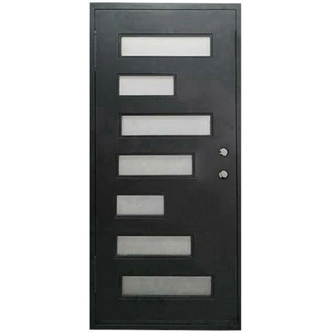 7 Lite 3/0x6/8 Wrought Iron Prehung Front Door