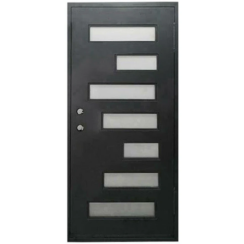 7 Lite 3/0x6/8 Wrought Iron Prehung Front Door