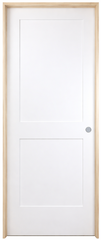32 in x 80 in White 2-Panel Shaker Solid Core Primed MDF Prehung Interior Door