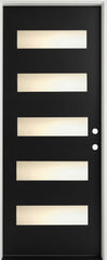 3/6x8/0 5 Lite Fiberglass Prehung Front Door with Frosted Glass in Black