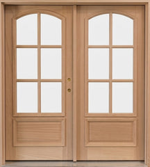 6/0x6/8 Mahogany Prehung Front Double Door | Arched 6 Lite