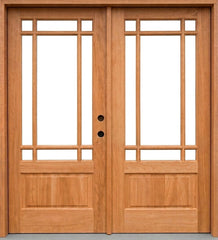 Prairie 6/0x6/8 Mahogany Prehung Front Double Door With 9 Marginal Lites