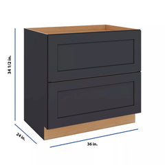 Modernform Cabinet Onyx Black Shaker 36" W X 34 1/2" H X 24" D  2 Drawer Base Cabinet