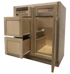 30 in Sink and Drawer Base Vanity Bathroom Cabinet in Unfinished Poplar or Shaker Style