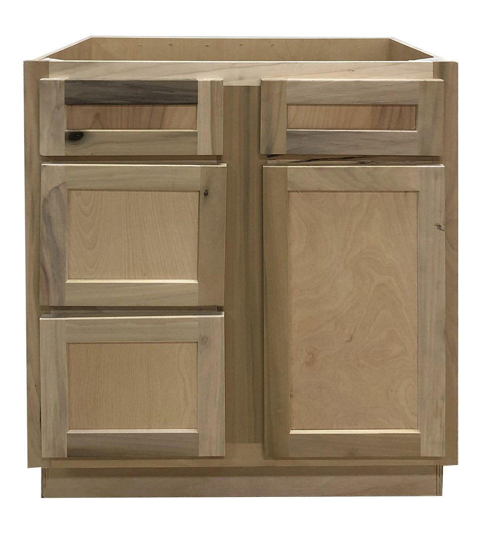 30 in Sink and Drawer Base Vanity Bathroom Cabinet in Unfinished Poplar or Shaker Style