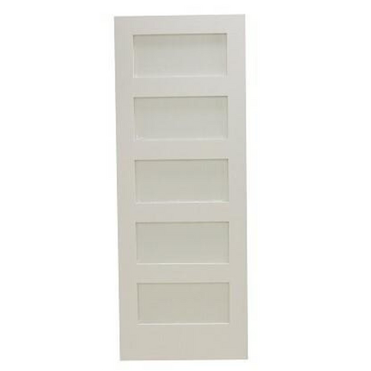 30 in x 80 in Shaker 5-Lite Frost Solid Core Primed MDF Interior Door Slab