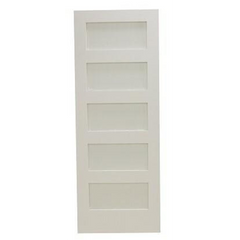 30 in x 80 in Shaker 5-Lite Frost Solid Core Primed MDF Interior Door Slab