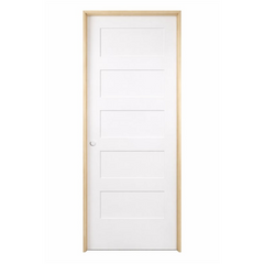 30 in x 80 in Shaker 5-Panel Solid Core Primed MDF Prehung Interior Door
