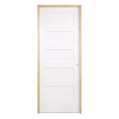 30 in x 80 in Shaker 5-Panel Solid Core Primed MDF Prehung Interior Door