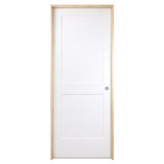 30 in x 80 in White 2-Panel Shaker Solid Core Primed MDF Prehung Interior Door