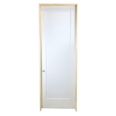 30 in x 96 in White 1-Panel Shaker Solid Core Primed MDF Prehung Interior Door