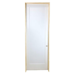 30 in x 96 in White 1-Panel Shaker Solid Core Primed MDF Prehung Interior Door
