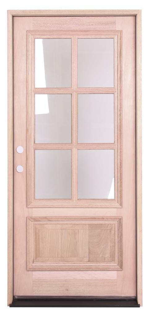 3/0x6/8 Mahogany Prehung Front Door With 6 Lites