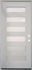  3/0x6/8 Single Prehung Fiberglass Primed Door with 6 Lites