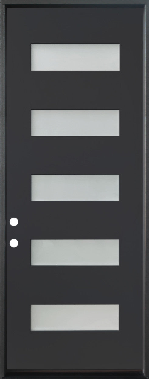  3/0x8/0 Single Prehung Fiberglass Door with 5 Lites in Black