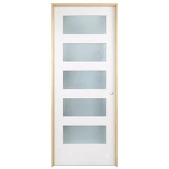32 in x 80 in Shaker 5 Lite Solid Core Primed MDF Prehung Interior Door