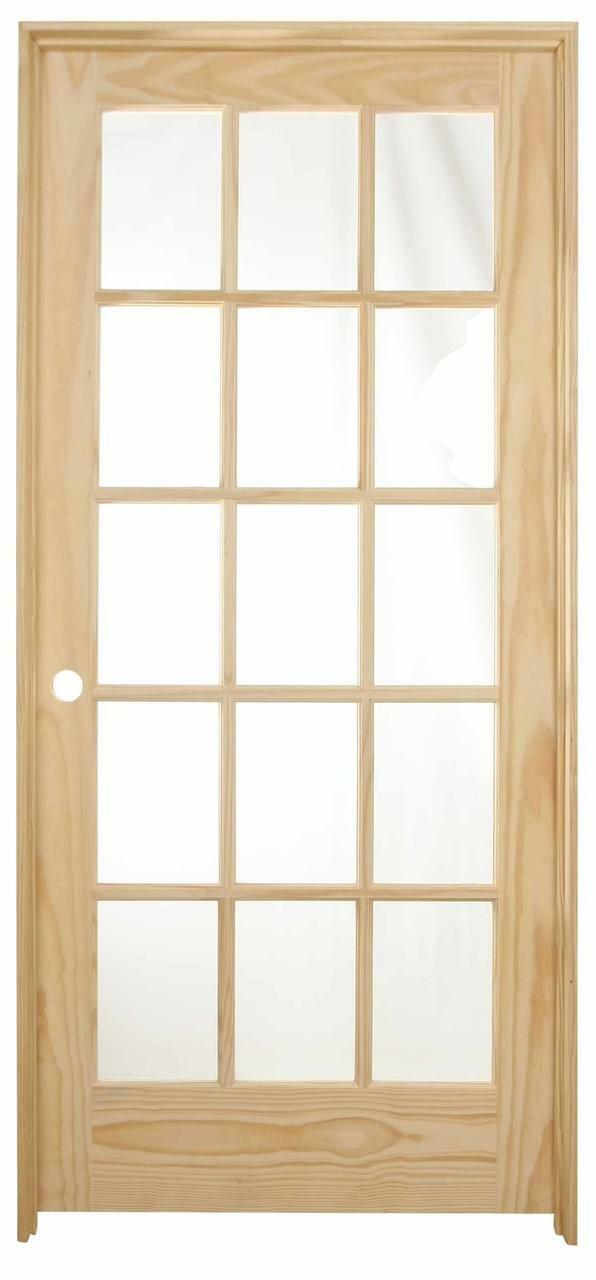 36 in x 80 in 15 Lite Pine Prehung Interior Door