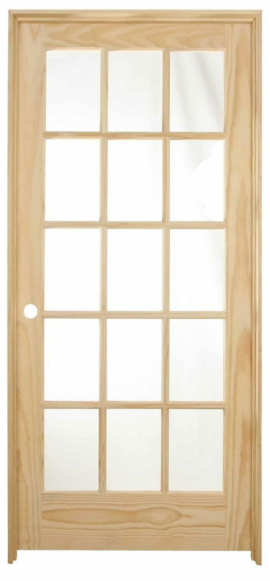 36 in x 80 in 15 Lite Pine Prehung Interior Door