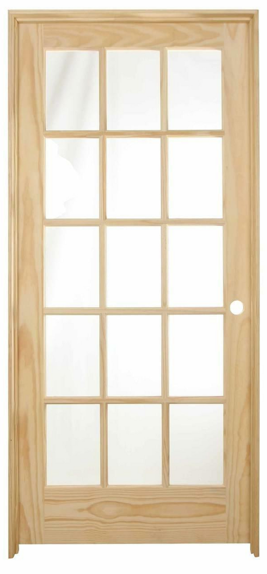 36 in x 80 in 15 Lite Pine Prehung Interior Door