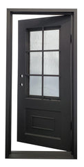 36 in x 80 in 6 Lite Exterior Wrought Iron Door