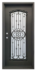 36 in x 80 in Lotus Exterior Wrought Iron Door