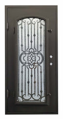 36 in x 80 in Lotus Exterior Wrought Iron Door