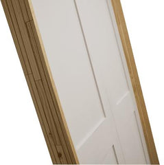 SBM 3/0x6/8 White Shaker 2-Panel Solid Core Primed MDF Prehung Interior French Door