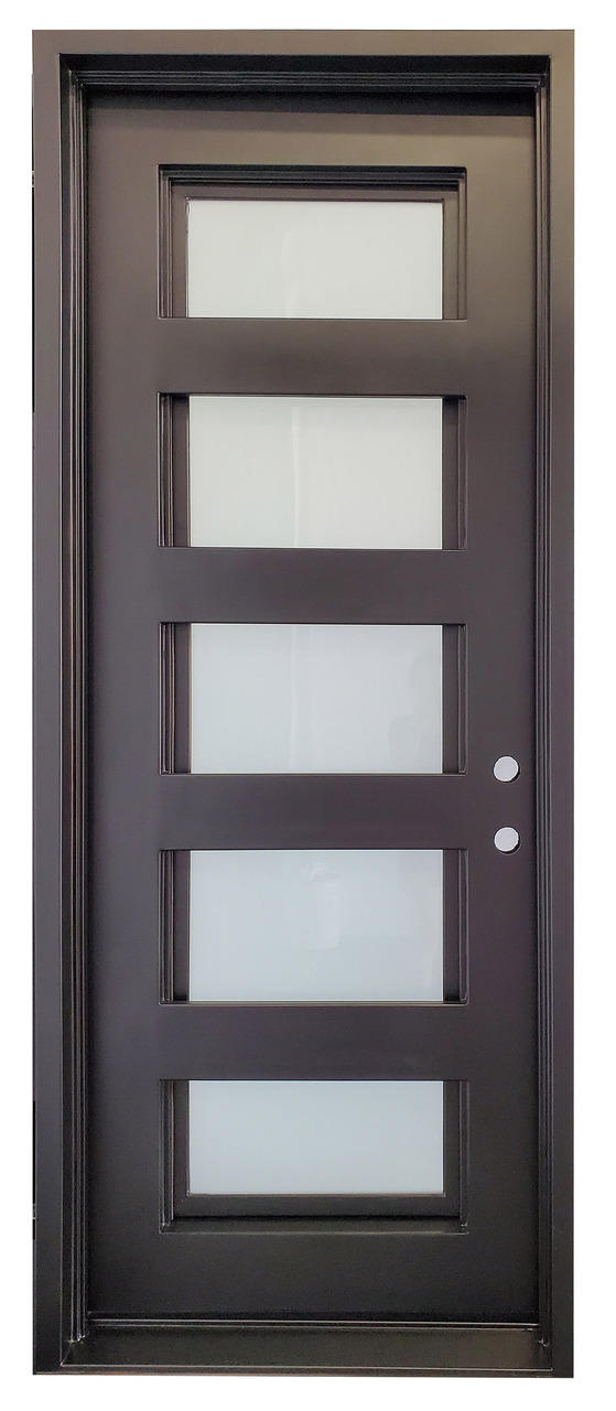 36 in x 96 in 5 Lite Wrought Iron Exterior Door