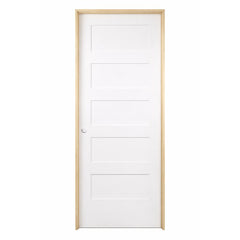36 in x 80 in Shaker 5-Panel Solid Core Primed MDF Prehung Interior Door