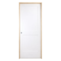 36 in x 80 in White 2-Panel Shaker Solid Core Primed MDF Prehung Interior Door
