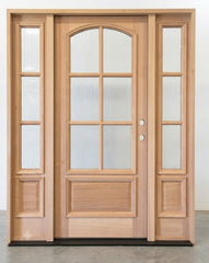 5/9x6/8 Exterior Mahogany Door Arched 6 Lite with Sidelights