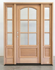 5/9x6/8 Exterior Mahogany Door Arched 6 Lite with Sidelights