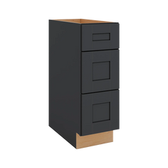 Modernform Cabinet Onyx Black Shaker 12" W X 34 1/2" H X 24" D  3 Drawer Base Cabinet