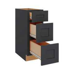 Modernform Cabinet Onyx Black Shaker 12" W X 34 1/2" H X 24" D  3 Drawer Base Cabinet