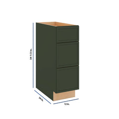 Modernform Cabinet Slim Sage Green 12" W X 34 1/2" H X 24" D  3 Drawer Base Cabinet