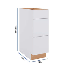 Modernform Cabinet Matte White 12" W X 34 1/2" H X 24" D  3 Drawer Base Cabinet
