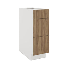 Modernform Cabinet Walnut 12" W X 34 1/2" H X 24" D  3 Drawer Base Cabinet
