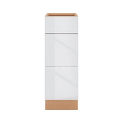 Modernform Cabinet Gloss White 12" W X 34 1/2" H X 24" D  3 Drawer Base Cabinet