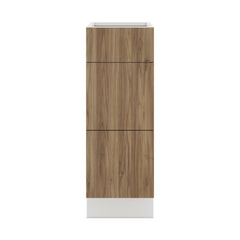 Modernform Cabinet Walnut 12" W X 34 1/2" H X 24" D  3 Drawer Base Cabinet