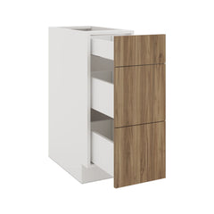 Modernform Cabinet Walnut 12" W X 34 1/2" H X 24" D  3 Drawer Base Cabinet